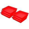 Wonder Simply Home Multipurpose Rectangular Small Plastic Trays| Stationary Office Organiser Tray | Strong Plastic Material | Colorful Stackable Storage Trays for Home &amp; Office |Pack of 6 | Red