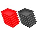 Wonder Homeware Exel Small Tray Heavy Quality, for Home&amp;Storage/Organization, Set of 12 Pcs Tray 2 LTR (RED Grey)