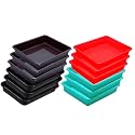 Wonder Homeware Exel Small Tray Heavy Quality, for Home&amp;Storage/Organization, Set of 12 Pcs Tray 2 LTR (RED Green Brown Black)