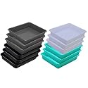 Wonder Homeware Exel Small Tray Heavy Quality, for Home&amp;Storage/Organization, Set of 12 Pcs Tray 2 LTR (White Green Grey Black)
