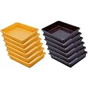Wonder Homeware Exel Small Tray Heavy Quality, for Home&amp;Storage/Organization, Set of 12 Pcs Tray 2 LTR (Yellow Brown)