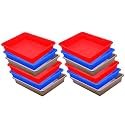 Wonder Homeware Exel Small Tray Heavy Quality, for Home&amp;Storage/Organization, Set of 12 Pcs Tray 2 LTR (RED Blue Choco)