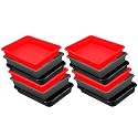 Wonder Homeware Exel Small Tray Heavy Quality, for Home&amp;Storage/Organization, Set of 12 Pcs Tray 2 LTR (RED Grey Black)