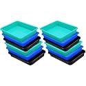 Wonder Homeware Exel Small Tray Heavy Quality, for Home&amp;Storage/Organization, Set of 12 Pcs Tray 2 LTR (Green Blue Black)
