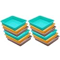 Wonder Homeware Exel Small Tray Heavy Quality, for Home&amp;Storage/Organization, Set of 12 Pcs Tray 2 LTR (Green Yellow Choco)
