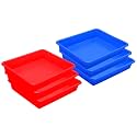 Wonder Simply Home Multipurpose Rectangular Small Plastic Trays| Stationary Office Organiser Tray | Strong Plastic Material | Colorful Stackable Storage Trays for Home &amp; Office |Pack of 6 | Red Blue