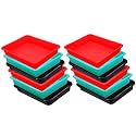 Wonder Homeware Exel Small Tray Heavy Quality, for Home&amp;Storage/Organization, Set of 12 Pcs Tray 2 LTR (RED Green Black)