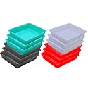 Wonder Homeware Exel Small Tray Heavy Quality, for Home&amp;Storage/Organization, Set of 12 Pcs Tray 2 LTR (White RED Green Grey)