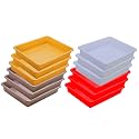 Wonder Homeware Exel Small Tray Heavy Quality, for Home&amp;Storage/Organization, Set of 12 Pcs Tray 2 LTR (White RED Yellow Choco)