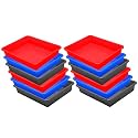 Wonder Homeware Exel Small Tray Heavy Quality, for Home&amp;Storage/Organization, Set of 12 Pcs Tray 2 LTR (RED Blue Grey)