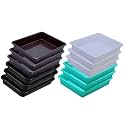 Wonder Homeware Exel Small Tray Heavy Quality, for Home&amp;Storage/Organization, Set of 12 Pcs Tray 2 LTR (White Green Brown Black)