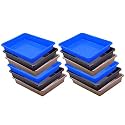 Wonder Homeware Exel Small Tray Heavy Quality, for Home&amp;Storage/Organization, Set of 12 Pcs Tray 2 LTR (Blue Brown Choco)