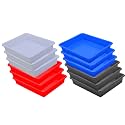 Wonder Homeware Exel Small Tray Heavy Quality, for Home&amp;Storage/Organization, Set of 12 Pcs Tray 2 LTR (White RED Blue Grey)