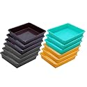 Wonder Homeware Exel Small Tray Heavy Quality, for Home&amp;Storage/Organization, Set of 12 Pcs Tray 2 LTR (Green Yellow Brown Grey)