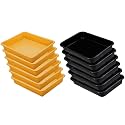 Wonder Homeware Exel Small Tray Heavy Quality, for Home&amp;Storage/Organization, Set of 12 Pcs Tray 2 LTR (Yellow Black)