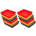 Wonder Homeware Exel Small Tray Heavy Quality, for Home&amp;Storage/Organization, Set of 12 Pcs Tray 2 LTR (RED Yellow Grey)