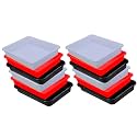 Wonder Homeware Exel Small Tray Heavy Quality, for Home&amp;Storage/Organization, Set of 12 Pcs Tray 2 LTR (White RED Black)