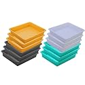 Wonder Homeware Exel Small Tray Heavy Quality, for Home&amp;Storage/Organization, Set of 12 Pcs Tray 2 LTR (White Green Yellow Grey)