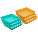 Wonder Homeware Exel Small Tray Heavy Quality, Set of 6 Pcs, 2 LTR, Blue Yellow Color (Green Yellow)