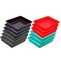 Wonder Homeware Exel Small Tray Heavy Quality, for Home&amp;Storage/Organization, Set of 12 Pcs Tray 2 LTR (RED Green Brown Grey)