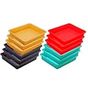 Wonder Homeware Exel Small Tray Heavy Quality, for Home&amp;Storage/Organization, Set of 12 Pcs Tray 2 LTR (RED Green Yellow Brown)