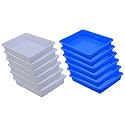 Wonder Homeware Exel Small Tray Heavy Quality, for Home&amp;Storage/Organization, Set of 12 Pcs Tray 2 LTR (White Blue)