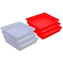 Wonder Homeware Exel Small Tray Heavy Quality, Set of 6 Pcs, 2 LTR, Blue Yellow Color (White RED)