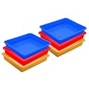 Simply Home Multipurpose Rectangular Small Plastic Trays| Stationary Office Organiser Tray | Strong Plastic Material | Colorful Stackable Storage Trays for Home &amp; Office |Pack of 6 |Red Yellow Blue