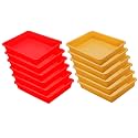 Simply Home Exel Small Plastic Tray Heavy Quality, for Home&amp;Storage/Organization, Set of 12 Pcs Tray 2 LTR (RED Yellow)