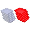 Wonder Homeware Exel Small Tray Heavy Quality, for Home&amp;Storage/Organization, Set of 12 Pcs Tray 2 LTR (White RED)