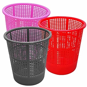 wonder homeware jali 222 open dustbin for homeofficeorganization etc set of 3 pcs 7 ltr dustbin black color pink grey red