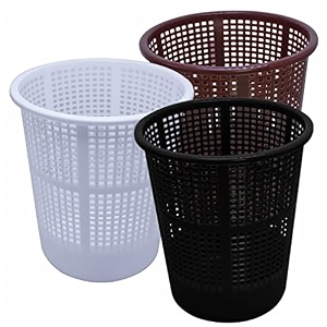 simply home jali 222 open plastic dustbin for homeofficeorganization etc set of 3 pcs 7 ltr dustbin color brown black white
