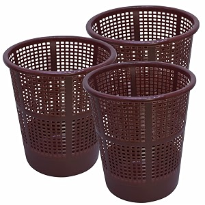 wonder simply home jali 222 open plastic dustbin for homeofficeorganization etc set of 3 pcs 7 ltr dustbin color brown
