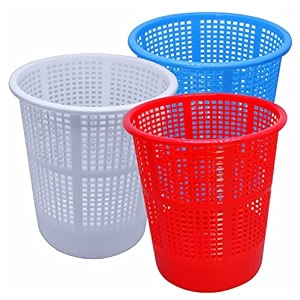 simply home jali 222 open plastic dustbin for homeofficeorganization etc set of 3 pcs 7 ltr dustbin color blue red white