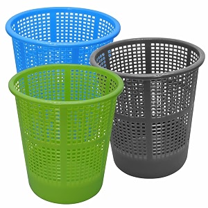 wonder simply home jali 222 open plastic dustbin for homeofficeorganization etc set of 3 pcs 7 ltr dustbin color blue green grey