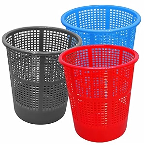 wonder homeware jali 222 open dustbin for homeofficeorganization etc set of 3 pcs 7 ltr dustbin black color pink grey blue 3