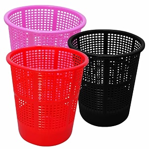 wonder homeware jali 222 open dustbin for homeofficeorganization etc set of 3 pcs 7 ltr dustbin black color pink red black