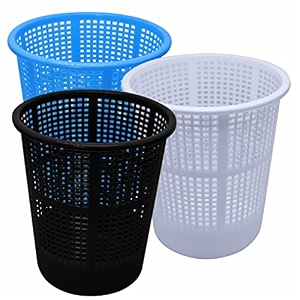 simply home jali 222 open plastic dustbin for homeofficeorganization etc set of 3 pcs 7 ltr dustbin color blue black white