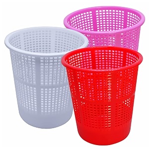 wonder homeware jali 222 open dustbin for homeofficeorganization etc set of 3 pcs 7 ltr dustbin black color pink red white 2
