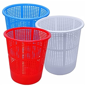 simply home jali 222 open plastic dustbin for homeofficeorganization etc set of 3 pcs 7 ltr dustbin color blue red white