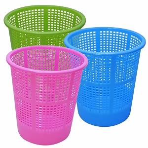 wonder homeware jali 222 open dustbin for homeofficeorganization etc set of 3 pcs 7 ltr dustbin black color pink blue green 2
