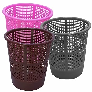 wonder homeware jali 222 open dustbin for homeofficeorganization etc set of 3 pcs 7 ltr dustbin black color pink brown grey