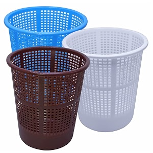 simply home jali 222 open plastic dustbin for homeofficeorganization etc set of 3 pcs 7 ltr dustbin color blue brown white