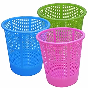 wonder homeware jali 222 open dustbin for homeofficeorganization etc set of 3 pcs 7 ltr dustbin black color pink blue green 3