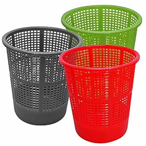 wonder homeware jali 222 open dustbin for homeofficeorganization etc set of 3 pcs 7 ltr dustbin black color red green grey 3