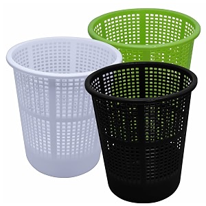simply home jali 222 open plastic dustbin for homeofficeorganization etc set of 3 pcs 7 ltr dustbin color green black white