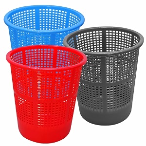 wonder homeware jali 222 open dustbin for homeofficeorganization etc set of 3 pcs 7 ltr dustbin black color red blue grey 2