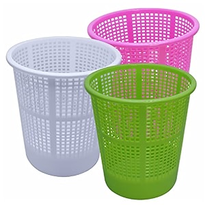 wonder homeware jali 222 open dustbin for homeofficeorganization etc set of 3 pcs 7 ltr dustbin black color pink green white 2