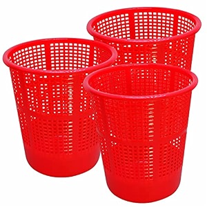 wonder homeware jali 222 open dustbin for homeofficeorganization etc set of 3 pcs 7 ltr dustbin black color red 2