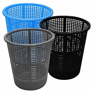 wonder simply home jali 222 open plastic dustbin for homeofficeorganization etc set of 3 pcs 7 ltr dustbin color blue grey black